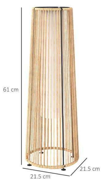 Outsunny Lampione Solare Esterno in Rattan Sintetico con Luci LED Accensione e Spegnimento Automatico Impermeabile Ø21,5x61 cm Naturale | Aosom Italy
