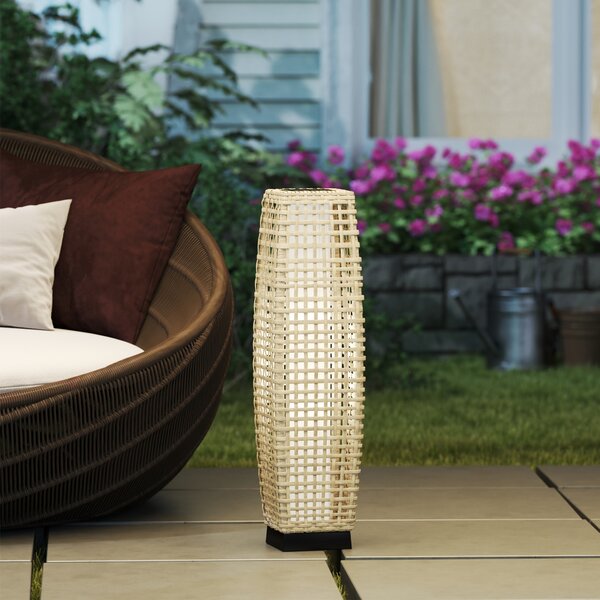 Outsunny Lampada Solare da Giardino in Rattan Sintetico con LED Accensione/Spegnimento Automatico 21x21x78 cm Natural | Aosom Italy