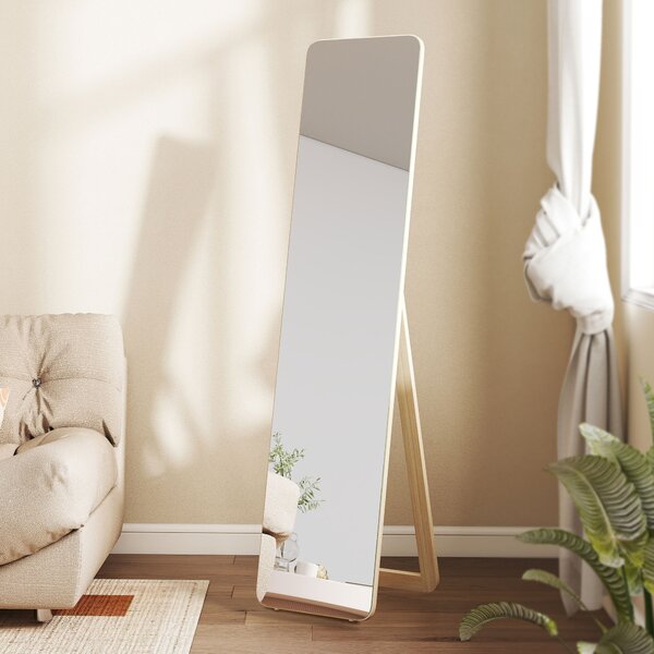 HOMCOM Specchio da terra e a parete rettangolare dim. 37L x 43l x 156H cm legno naturale | Aosom Italy