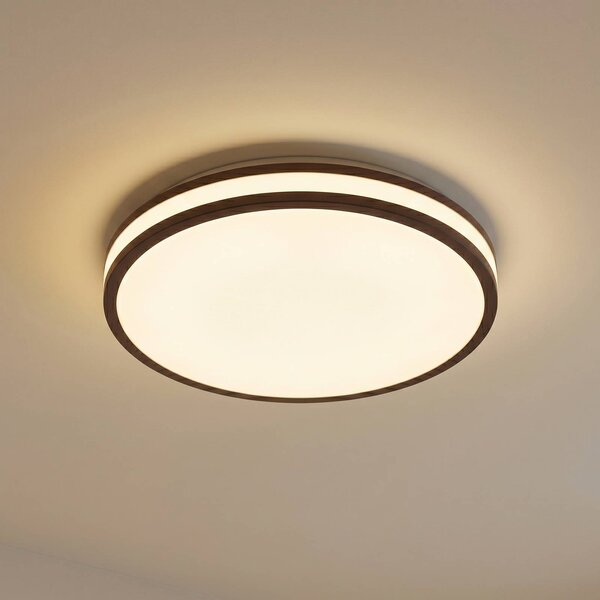 Plafoniera soffitto Emiva Lindby, Legno scuro, Soggiorno / Sala da pranzo, Legno, Moderno, Plafoniera