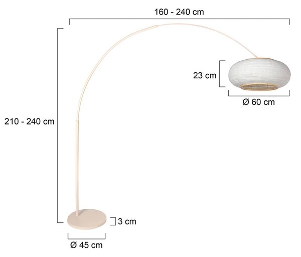 Steinhauer Lampada ad arco Sparkled Light, Crema / Ambra, Soggiorno / Sala da pranzo, Metallo, Lampada da terra