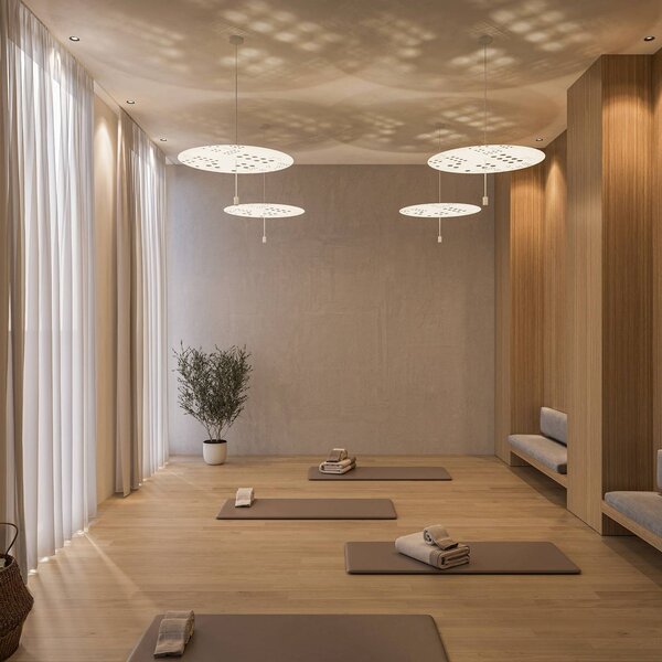 Wever & Ducré Lighting Lampada a sospensione Shedda, dimmerabile, Crema / Ambra, Soggiorno / Sala da pranzo, Alluminio, Moderno, Lampada a sospensione
