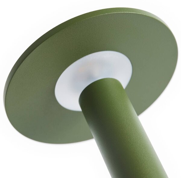 HAY Lampada LED da tavolo ricaricabile HOST PORTABLE, verde oliva, 22 cm, IP44 dimmerabile, Verde, Soggiorno / Sala da pranzo, Alluminio, Moderno