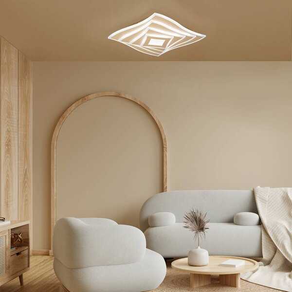 FISCHER & HONSEL Plafoniera soffitto HERO, dimmerabile, Crema / Ambra, Soggiorno / Sala da pranzo, Metallo, Moderno, Plafoniera