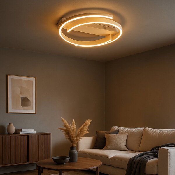 FISCHER & HONSEL Plafoniera soffitto CIRCLY, dimmerabile, Crema / Ambra, Soggiorno / Sala da pranzo, Metallo, Moderno, Plafoniera