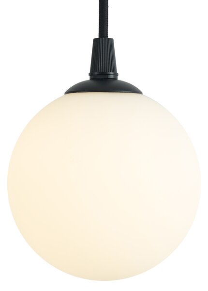Lampada a sospensione moderna nera con vetro bianco per sistema a binario monofase - Iconic Perle