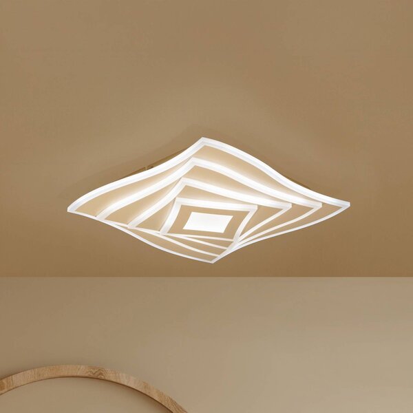 FISCHER & HONSEL Plafoniera soffitto HERO, dimmerabile, Crema / Ambra, Soggiorno / Sala da pranzo, Metallo, Moderno, Plafoniera