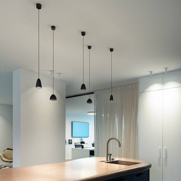 Wever & Ducré Lighting Lampada a sospensione Cozy Zone 1.0, Nero, Soggiorno / Sala da pranzo, Alluminio, Moderno, Lampada a sospensione