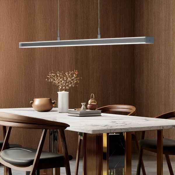 FISCHER & HONSEL Lampada a sospensione Valeno, dimmerabile, Alluminio / Grigio / Zincato, Soggiorno / Sala da pranzo, Metallo, Moderno, Lampada a sospensione