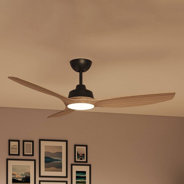 Philips Ventilatore a LED Olas Ø132 cm marrone/nero, CCT Olas, dimmerabile, Nero, Soggiorno / Sala da pranzo, Plastica, Moderno