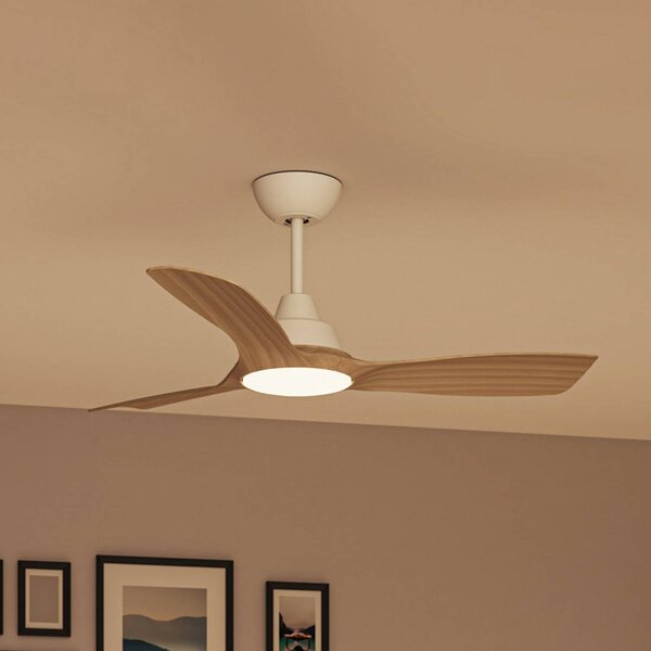 Philips Ventilatore a LED Olas, Ø 106 cm, legno/bianco, CCT, CC dimmerabile, Bianco / Opale, Soggiorno / Sala da pranzo, Plastica, Moderno