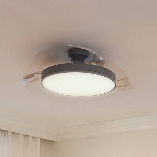 Philips Ventilatore da soffitto LED Atlas, nichel, silenzioso, CCT, DC dimmerabile, Alluminio / Grigio / Zincato, Soggiorno / Sala da pranzo, Metallo, Moderno