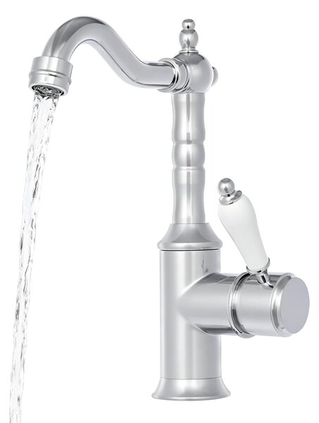 Miscelatore per lavabo da bagno - Rubinetto per lavabo in stile antico - Bocchetta girevole a 360° - Corpo in ottone - Cartuccia in Vetroceramica - Montaggio a incasso - Argento