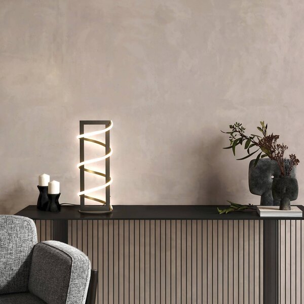 FISCHER & HONSEL Lampada da tavolo Gwen, dimmerabile, Nero, Soggiorno / Sala da pranzo, Metallo, Moderno, Lampada da tavolo
