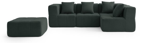 MILYSOFA SOFABULOUS: divano angolare modulare a 4 posti con chaise longue, raffinato tessuto a riccioli, verde bosco