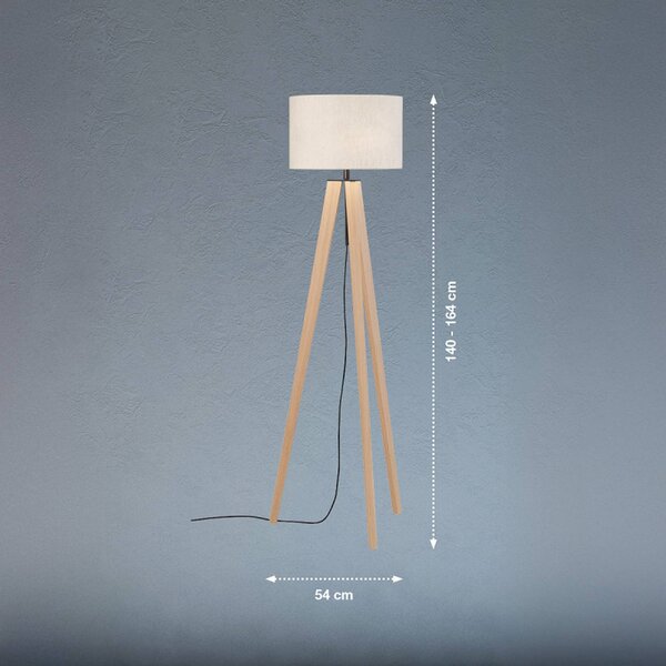 FISCHER & HONSEL Lampada da terra SHINE-WOOD, Crema / Ambra, Soggiorno / Sala da pranzo, Tessuto / Stoffa / Seta, Lampada da terra