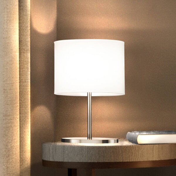 FISCHER & HONSEL Lampada da tavolo Modena, Bianco / Opale, Soggiorno / Sala da pranzo, Tessuto / Stoffa / Seta, Moderno, Lampada da tavolo
