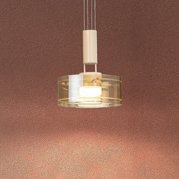 FISCHER & HONSEL Lampada a sospensione LAVIN, dimmerabile, Crema / Ambra, Soggiorno / Sala da pranzo, Metallo, Moderno, Lampada a sospensione