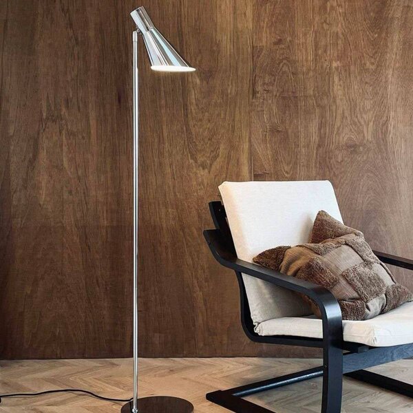 Dyberg Larsen Lampada da terra DL12, dimmerabile, Cromo / Argento, Soggiorno / Sala da pranzo, Metallo, Design, Lampada da terra