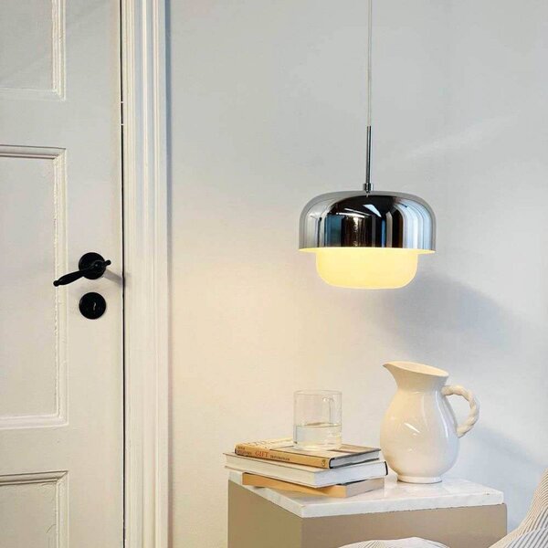 Dyberg Larsen Lampada a sospensione Haipot, dimmerabile, Cromo / Argento, Soggiorno / Sala da pranzo, Metallo, Scandinavo, Lampada a sospensione
