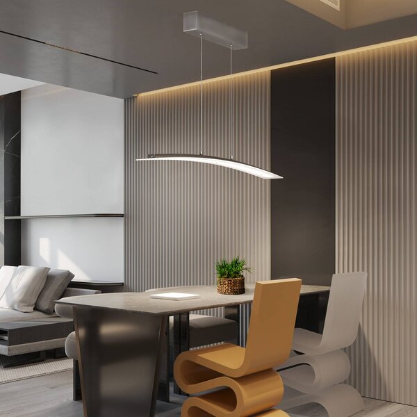 FISCHER & HONSEL Lampada a sospensione Mavero, dimmerabile, Alluminio / Grigio / Zincato, Soggiorno / Sala da pranzo, Metallo, Moderno, Lampada a sospensione