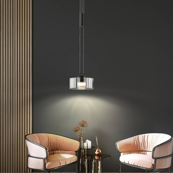 FISCHER & HONSEL Lampada a sospensione LAVIN, dimmerabile, Nero, Soggiorno / Sala da pranzo, Metallo, Moderno, Lampada a sospensione