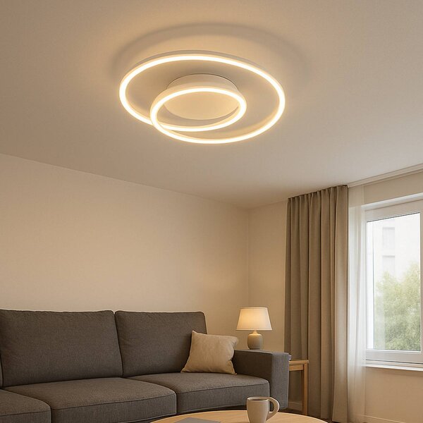 FISCHER & HONSEL Plafoniera soffitto HOLY, dimmerabile, Crema / Ambra, Soggiorno / Sala da pranzo, Metallo, Moderno, Plafoniera