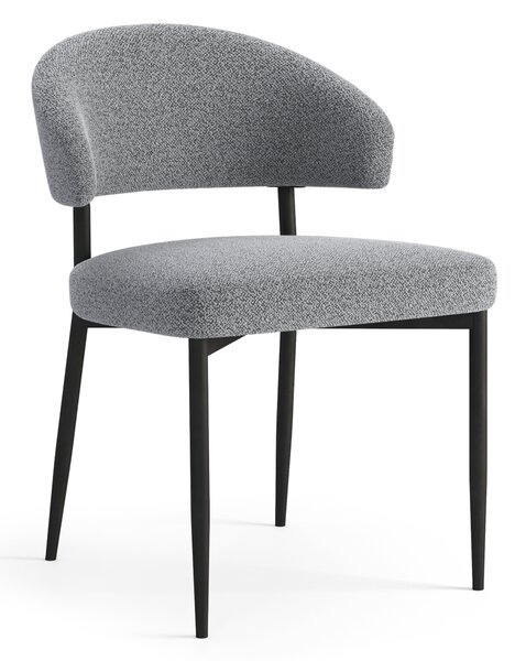 IRIS Grigia (tessuto Monza 120) - MODERNA SEDIA IMBOTTITA BOUCLÉ PER SALONE/SALA DA PRANZO LOFT