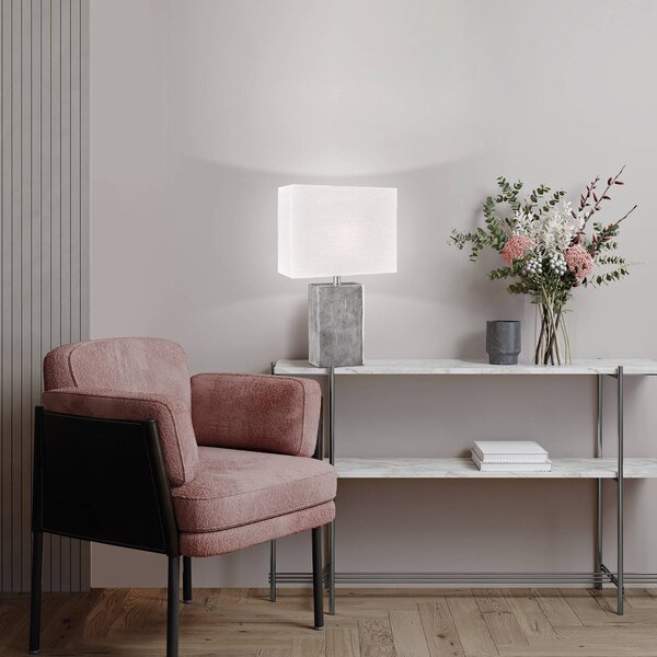 FISCHER & HONSEL Lampada da tavolo Amiens, Bianco / Opale, Soggiorno / Sala da pranzo, Tessuto / Stoffa / Seta, Lampada da tavolo