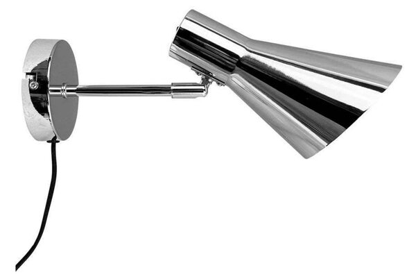 Dyberg Larsen Applique DL12, cromata, cavo, E27, metallo DL12, Cromo / Argento, Soggiorno / Sala da pranzo, Metallo, Design