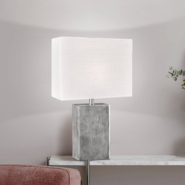 FISCHER & HONSEL Lampada da tavolo Amiens, Bianco / Opale, Soggiorno / Sala da pranzo, Tessuto / Stoffa / Seta, Lampada da tavolo