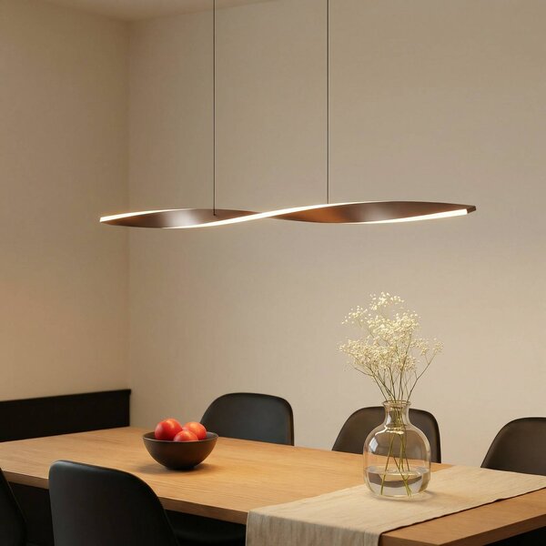 Lampada LED a sospensione Lindby Jaren, nero/marrone, 100 cm, CCT Jaren, Marrone / Ruggine, Soggiorno / Sala da pranzo, Metallo, Moderno