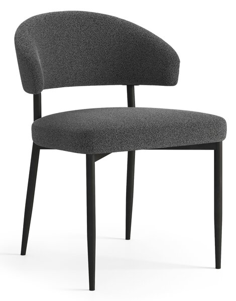 IRIS Antracite [Grigio Scuro] (tessuto Monza 130) - MODERNA SEDIA IMBOTTITA BOUCLÉ PER SALONE/SALA DA PRANZO LOFT