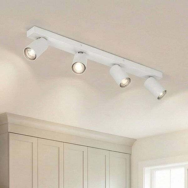 OSRAM Faretto da soffitto OCTAGON, bianco, a 4 luci, GU10-LED 927 dimmerabile, Bianco / Opale, Soggiorno / Sala da pranzo, Metallo, Moderno