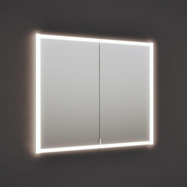 Specchio da parete burgbad RL20, 102 cm, con cornice illuminata in vetro trasparente, da installare a parete