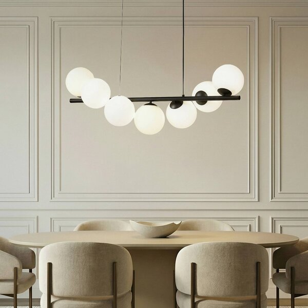 Lampada a sospensione in vetro Isandro Lucande, dimmerabile, Nero, Soggiorno / Sala da pranzo, Vetro, Design, Lampada a sospensione