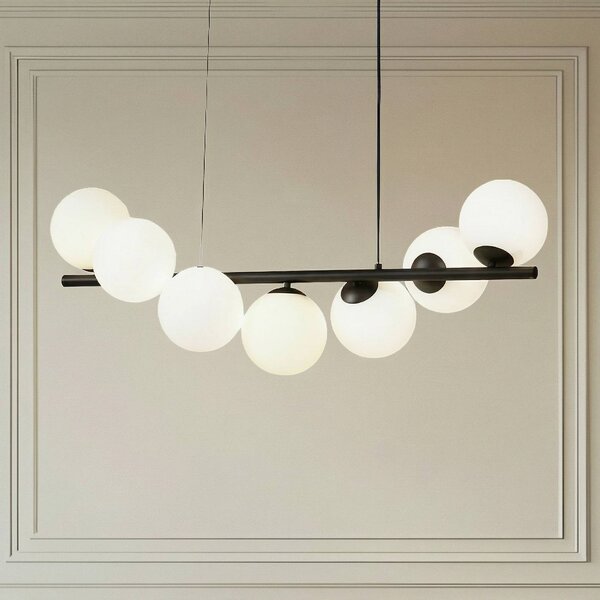 Lampada a sospensione in vetro Isandro Lucande, dimmerabile, Nero, Soggiorno / Sala da pranzo, Vetro, Design, Lampada a sospensione