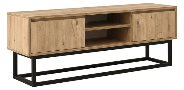 Mobile TV nero e quercia 180x40x50h cm in legno - Kira