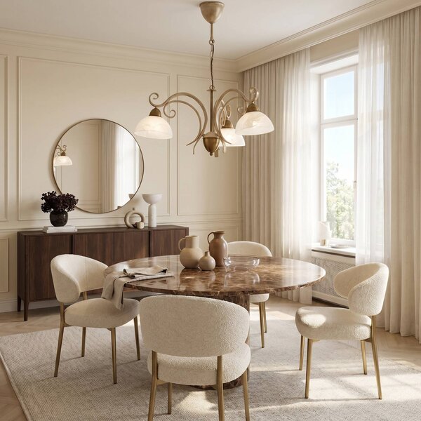 Lampadario a soffitto Flora Luminex, dimmerabile, Ottone / Oro, Soggiorno / Sala da pranzo, Vetro, Campagna / Rustiche, Lampadario