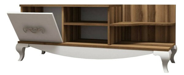 Mobile TV noce e bianco 130x45x50h cm in legno - Assolo