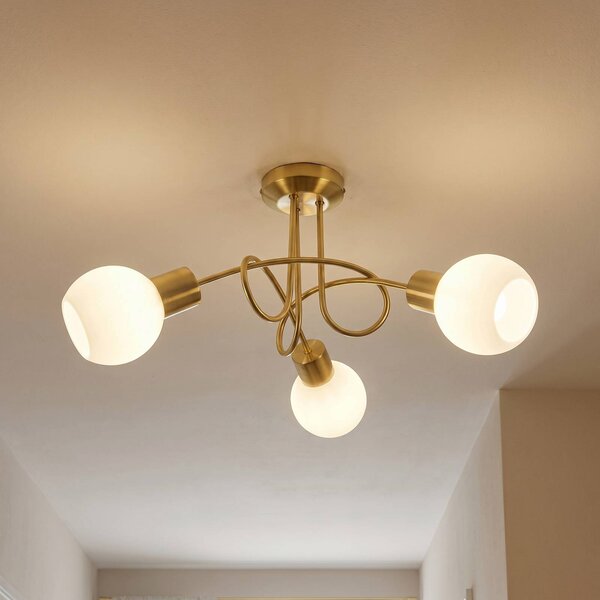 Plafoniera soffitto ELAINA Lindby, dimmerabile, Ottone / Oro, Soggiorno / Sala da pranzo, Metallo, Moderno, Plafoniera