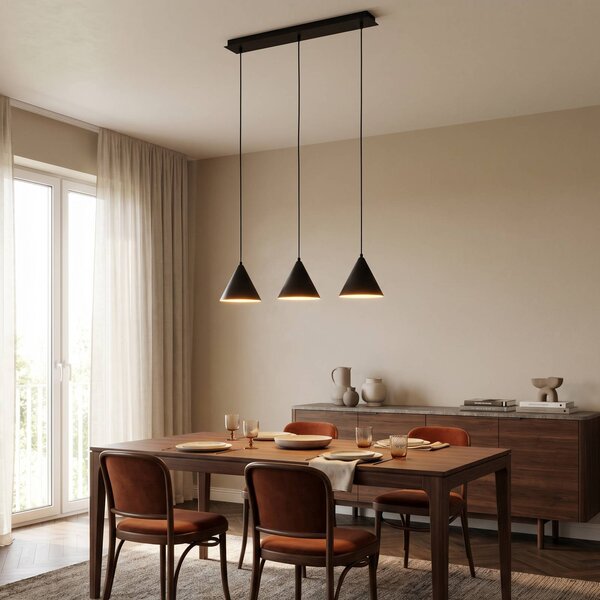 Lampada a sospensione Cono TK Lighting, dimmerabile, Nero, Soggiorno / Sala da pranzo, Metallo, Moderno, Lampada a sospensione