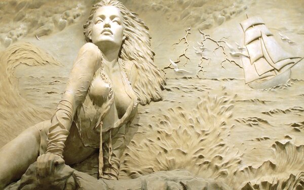 Carta da parati Sirena sulla roccia, Carta da parati 3D, u08057 : Uwalls.it