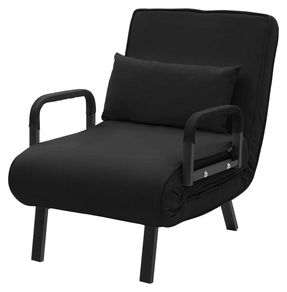 Poltrona reclinabile con funzione letto, poltrona 3-in-1 con funzione letto, poltrona trasformabile in letto, poltrona pieghevole, divano letto pieghevole, tessuto chenille, colore nero