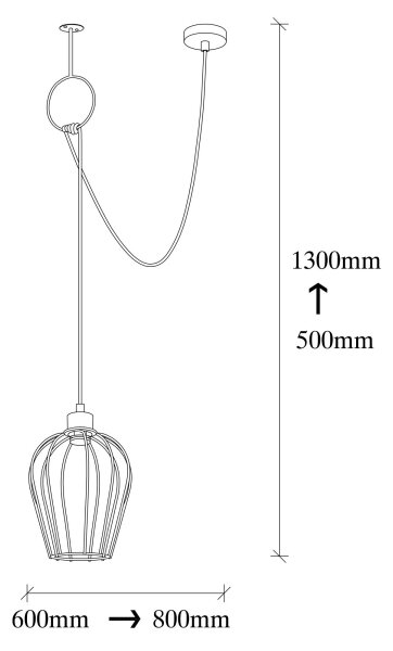 Lampadario su corda TEL 1xE27/40W/230V