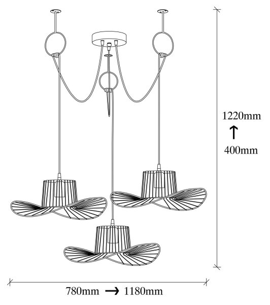Lampadario a sospensione con filo TEL 3xE27/40W/230V ragno