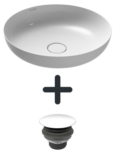 Lavabo a incasso Kaldewei MIENA, modello 3180, diametro 45 cm, set completo con valvola di scarico integrata