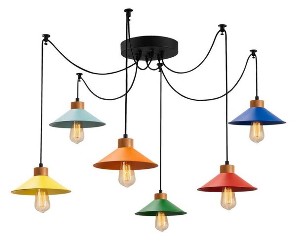 Lampadario a cavo MANAVGAT 6xE27/40W/230V, design a ragno multicolore