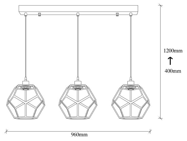 Lampadario su filo DEGIRMEN 3xE27/100W/230V
