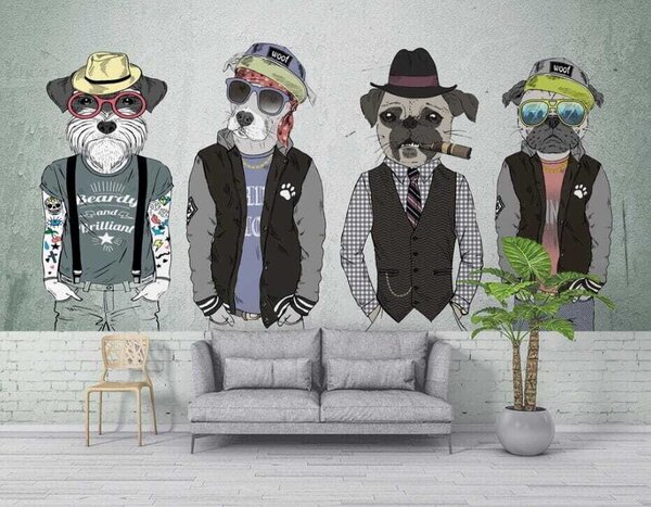 Carta da parati Cani alla moda, Carta da parati per gli adolescenti, u28592 : Uwalls.it